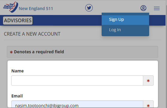 Signing up with New England 511